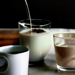 six cups of coffee with various flavors.