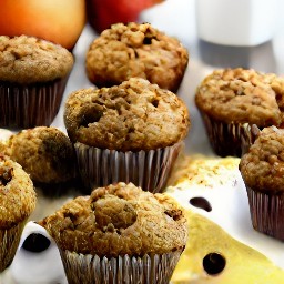 apple sauce and raisin bran muffins.