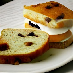 a layer of cinnamon raisin bread placed on top of the carrot cream mixture.