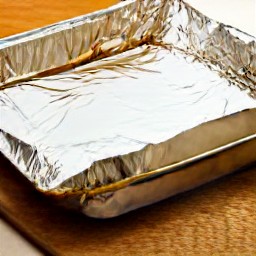 a baking dish lined with foil and sprayed with cooking spray.