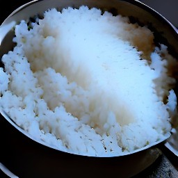 cooked white rice.