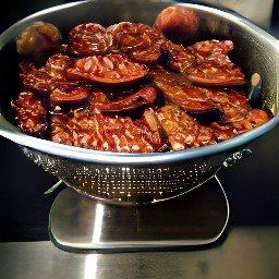 the sun-dried tomatoes are drained in a colander.