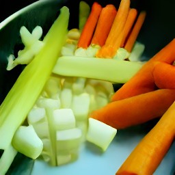 finely diced carrots and celery sticks.