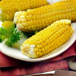the corn is brushed with the butter mixture and then seasoned with 1 tsp salt.