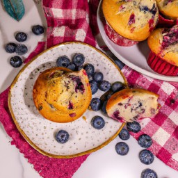 

Delicious vegan blueberry muffins made with all-purpose flour, granulated sugar, soymilk and olive oil - a perfect sweet treat without eggs, nuts or lactose!