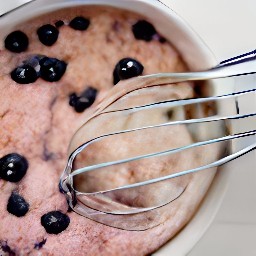 the output is a blueberry batter.