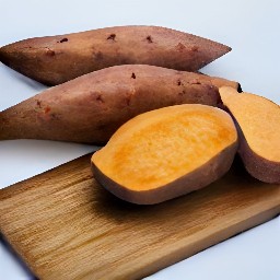 half roasted sweet potatoes.