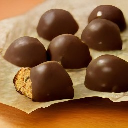 the choco-peanut balls are placed on wax paper.