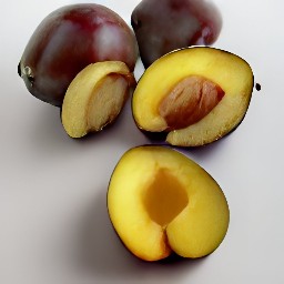 the plums have been pitted.