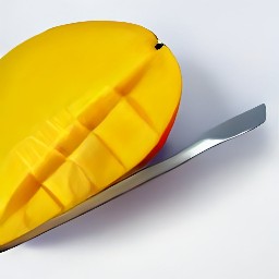 the mangos are cut in half.