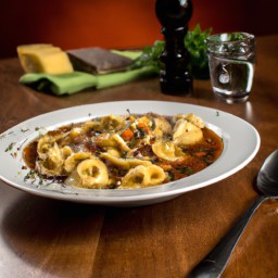 

Souped up tortellini is a delicious eggs and nuts free dinner, made with aromatic onions, vegetable broth and tomatoes combined with frozen peas, cheese tortellini and parmesan cheese - an ideal Italian-European vegetarian soup.