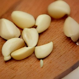 a peeled garlic clove.