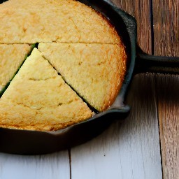 a cornbread that has been cooked in a cast iron skillet.