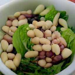 a bean mixture that is mixed with italian dressing for 2 minutes.