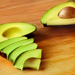 the avocado halves are peeled and stoned with a spoon, then cut into slices.