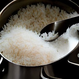 cooked jasmine rice.