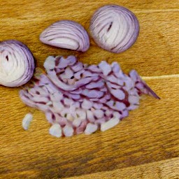 chopped red onions.