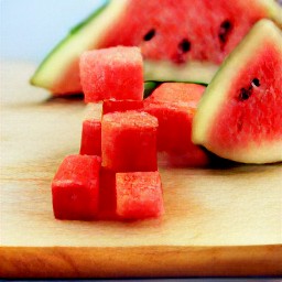 a peeled and chopped watermelon.