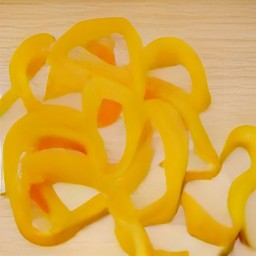 halved and deseeded yellow bell pepper strips.