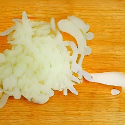 a peeled and chopped onion.