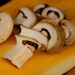 chopped red bell peppers and sliced portabello mushrooms.