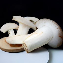 after peeling and mincing the garlic, slice the white mushrooms.