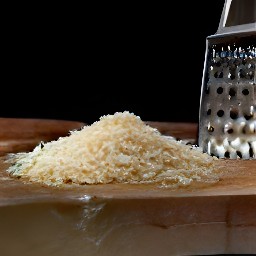 the output is a pile of grated parmesan cheese.