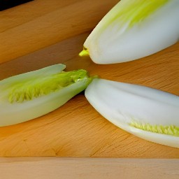 the chicories are cut in half lengthwise.