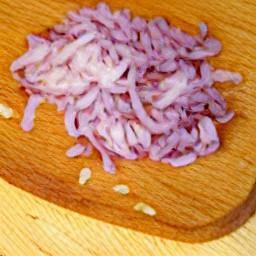 a bowl of chopped red onions.