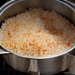 a pot of lentils and rice with onions and bay leaves, simmered in water for 15 minutes.