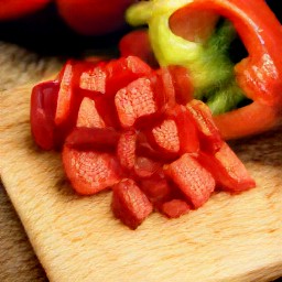 diced red bell peppers.