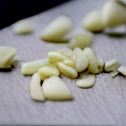 garlic that has been peeled and chopped.