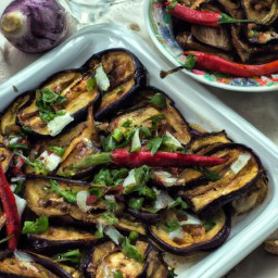 

This delicious vegan, nuts-free, eggs-free and lactose-free side dish of saucy eggplants with onions is sure to tantalize your taste buds!