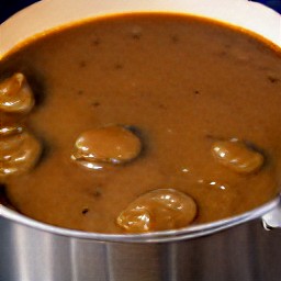 a soup made with sunflower oil, onions, carrots, ketchup, dried porcini mushrooms, balsamic vinegar and vegetable broth.