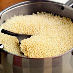 a couscous dish with toasted almonds.