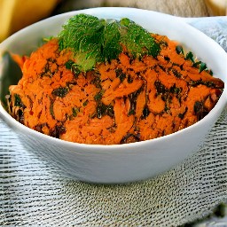 a bowl of egg, almond, harissa, cumin, chickpea and garlic mixture.