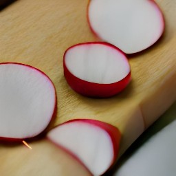 thinly sliced radishes.