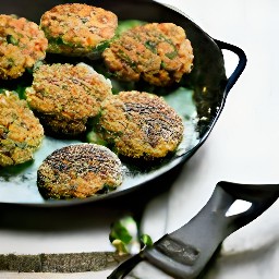 two tablespoons of canola oil heated in a non-stick frying pan, with the addition of patties that will cook for five minutes.