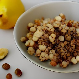 a bowl of hazelnut crumbs.