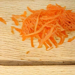 the carrots shredded into thin pieces.