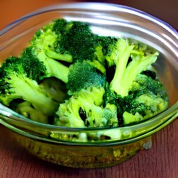 the output is a bowl of broccoli mixed with olive oil, salt, and black pepper.