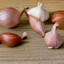 peeled garlic and shallots.