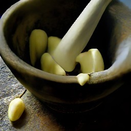 the garlic is crushed into a paste.