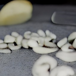 the potatoes and mushrooms are cut.