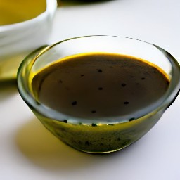 a vinaigrette made from balsamic vinegar, dried basil, dried oregano, yellow mustard, olive oil, and garlic.