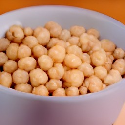 the chickpeas are transferred to a bowl.