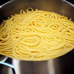 15 cups of boiling water with spaghetti and 1 tsp salt added.
