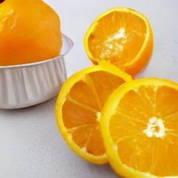the orange halves have been squeezed with a squeezer.
