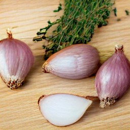 after peeling and chopping the shallots, chop the thyme leaves and basil.
