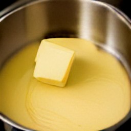 melted butter in a second saucepan.